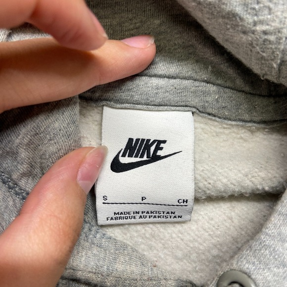 Nike Hoodie Men Small Heather Gray Cotton Fleece Lined Kangaroo Pockets Pullover - Picture 9 of 16